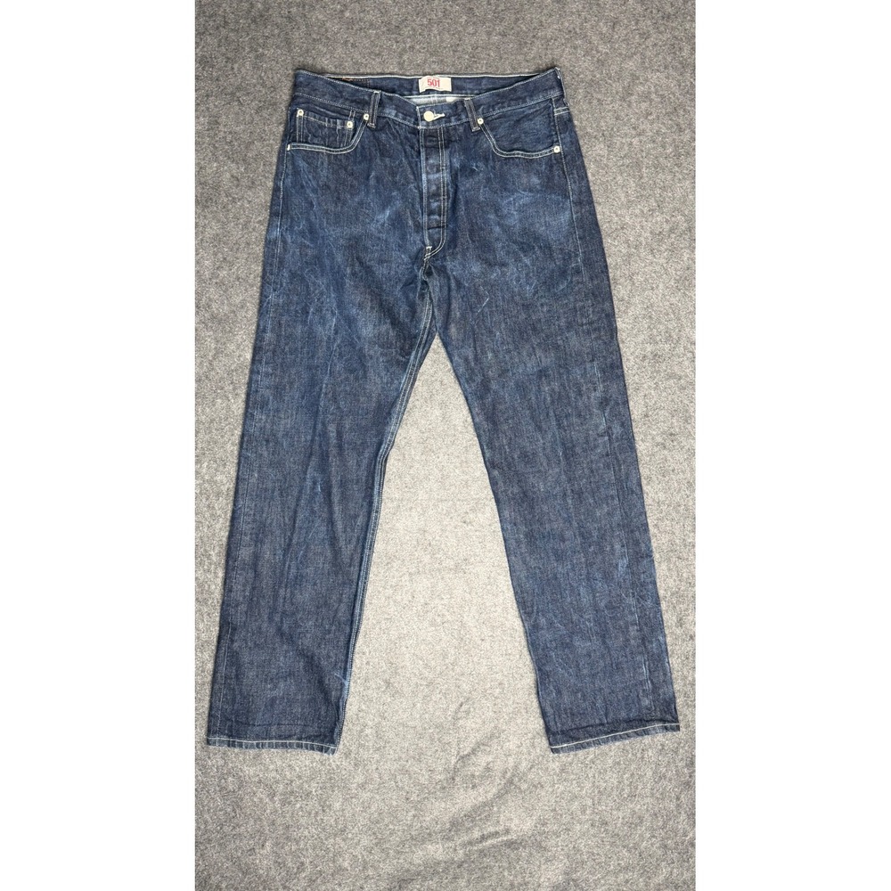 Levis 501 Original Straight Leg Dark Wash Indigo Denim Button Fly‎ Jeans 36x34